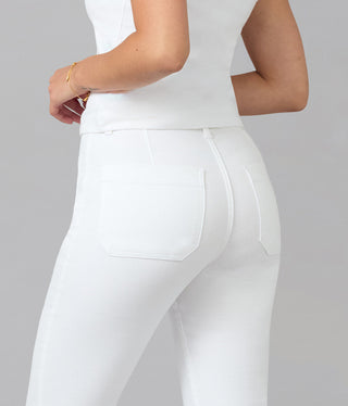 ALICE-WHT High Rise Flare Jeans