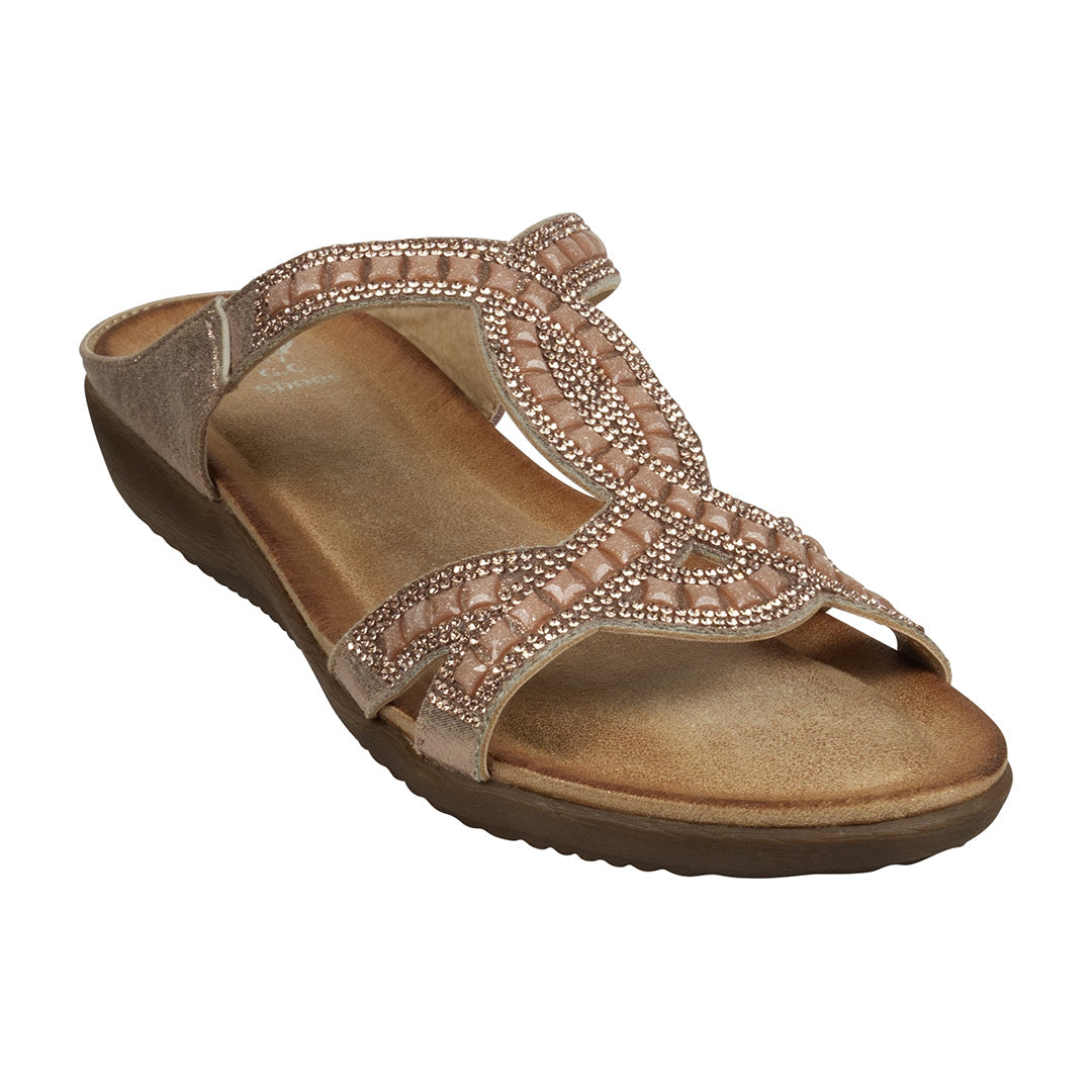 Alora Rose Embellished Slide Flat Sandals - Glamourous Grace
