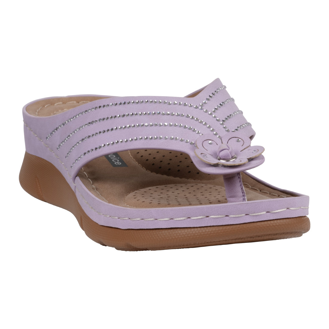 Women's Amari Flower Thong Flat Comfort Sandals - Glamourous Grace