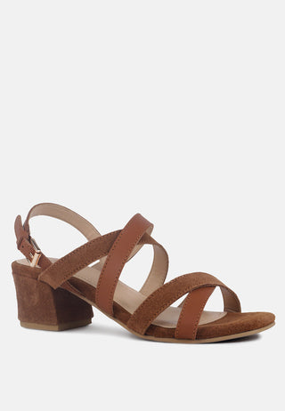 Astrid Mid Heeled Block Leather Sandal