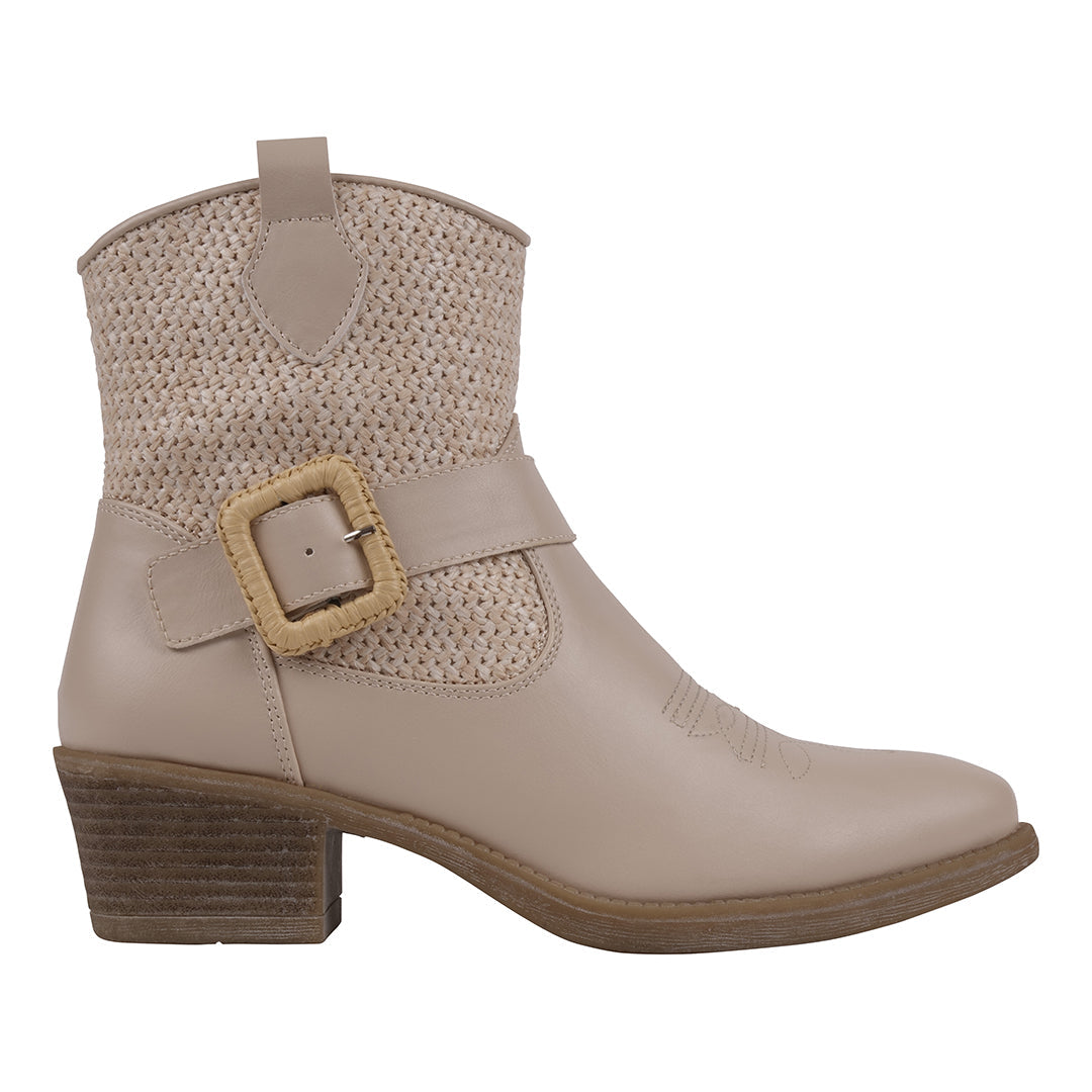 Avery Beige Western Booties - Glamourous Grace
