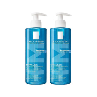 La Roche Posay Effaclar Gel Facial Cleansing Gel 400ml x2 - Gentle, Dermatologically Tested Cleanser for Acne Prone Skin