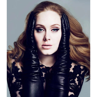 Lucia (black) - Italian unlined 6-button length leather opera gloves - Glamourous Grace