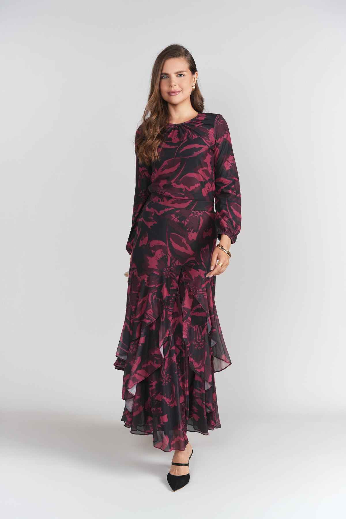 Jodi Skirt- Fuchsia Florals