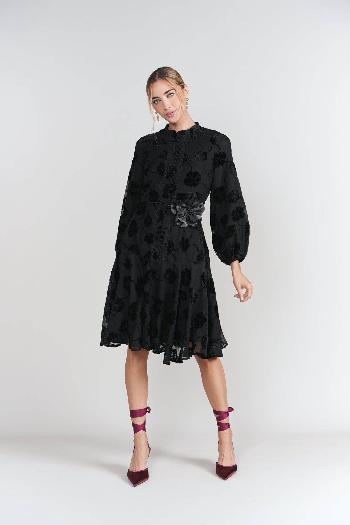Sophie Dress- Black Burnout Chiffon