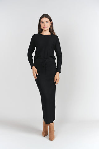 Sweater Rib Skirt- Black
