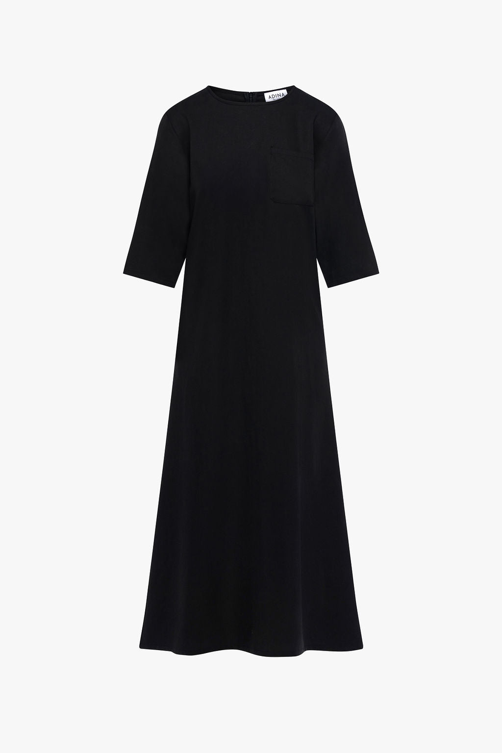 Tencel Pocket Midi Dress- Black