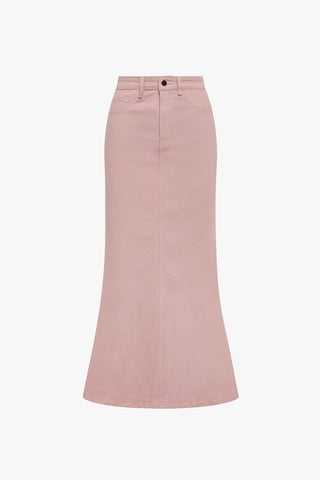 Mermaid Denim Maxi Skirt- Peachy Pink