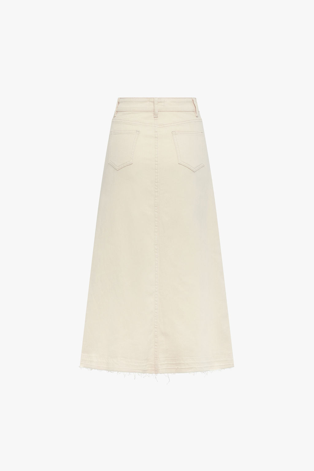 Fray Detail Denim Skirt- Cream