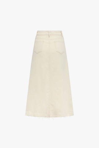 Fray Detail Denim Skirt- Cream