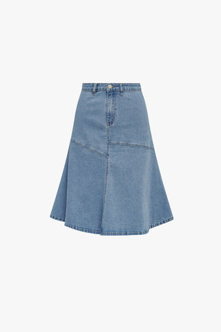 Drop Hem Denim Skirt 25”- Blue