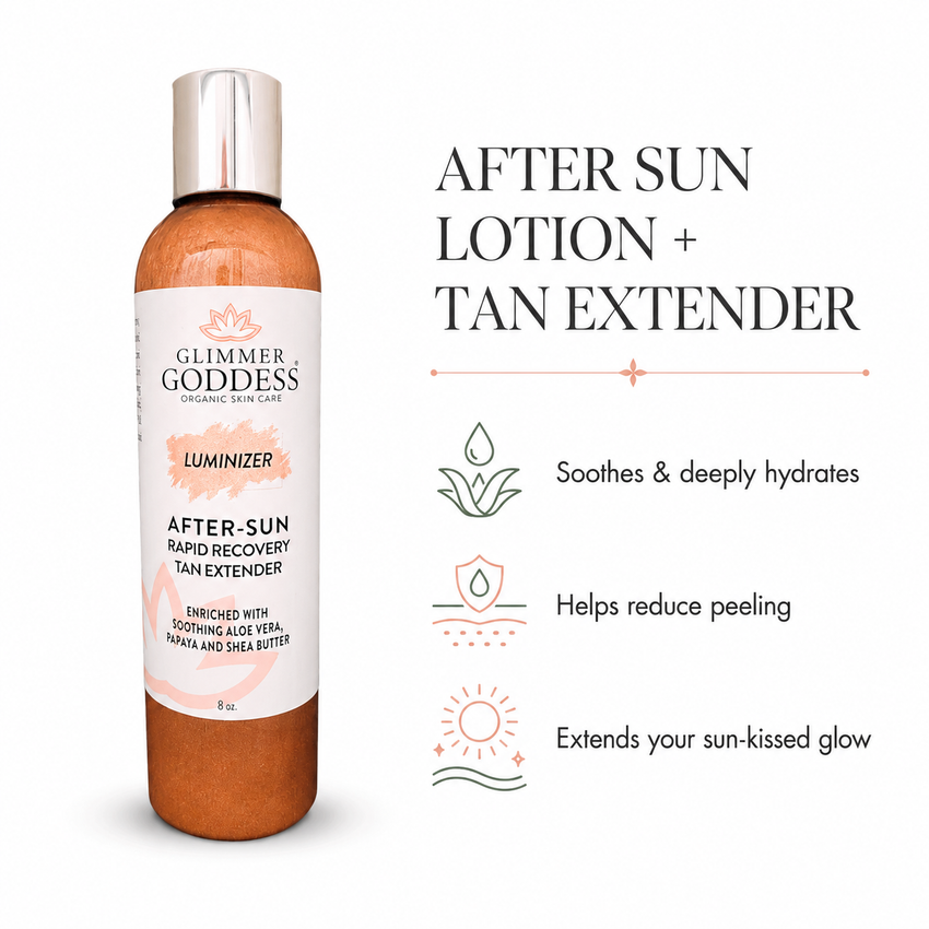 Organic After Sun Lotion & Tan Extender – Luminizing Shimmer - Glamourous Grace