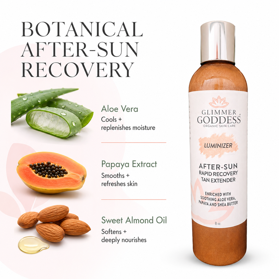 Organic After Sun Lotion & Tan Extender – Luminizing Shimmer - Glamourous Grace
