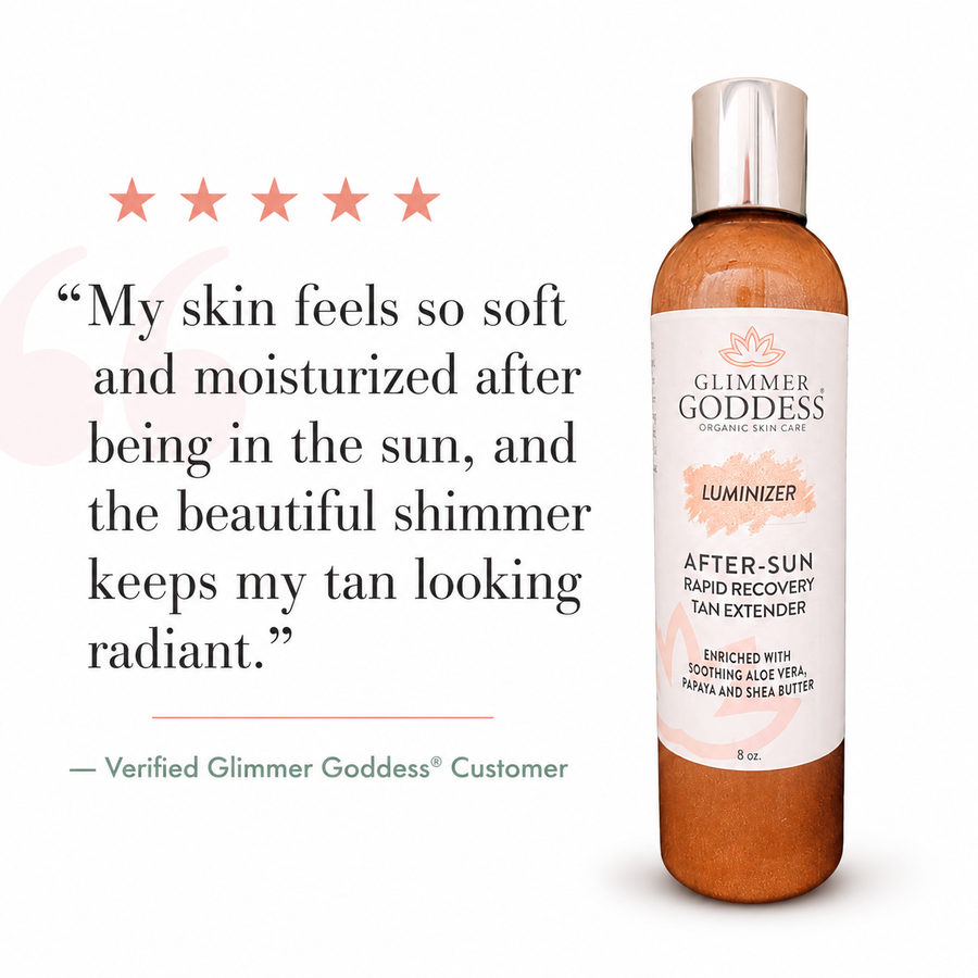 Organic After Sun Lotion & Tan Extender – Luminizing Shimmer - Glamourous Grace