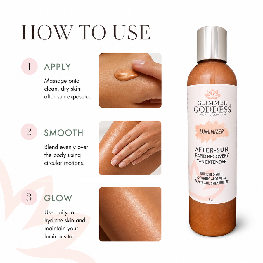 Organic After Sun Lotion & Tan Extender – Luminizing Shimmer - Glamourous Grace