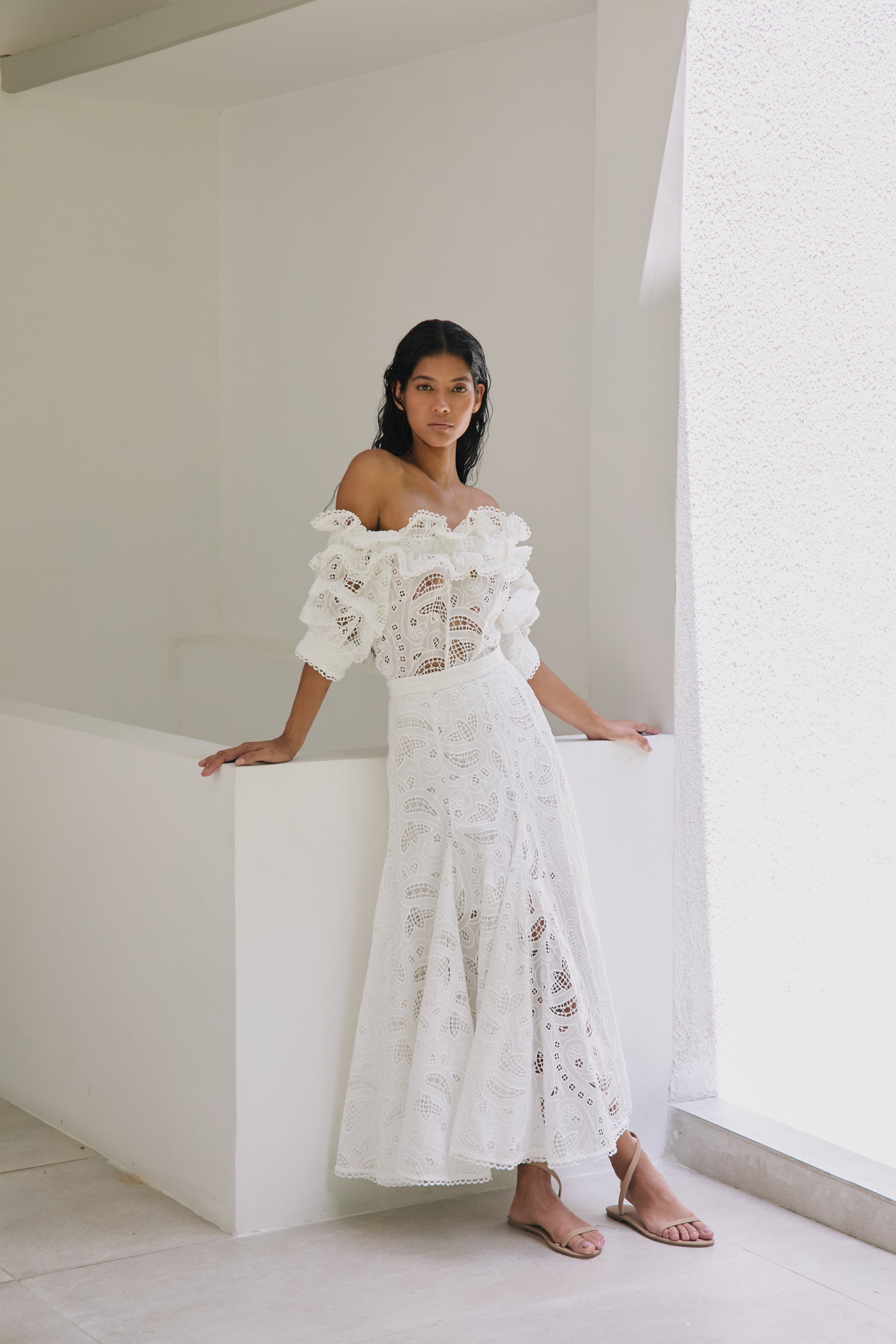 LA BOTANICA SKIRT IN WHITE EYELET - Glamourous Grace