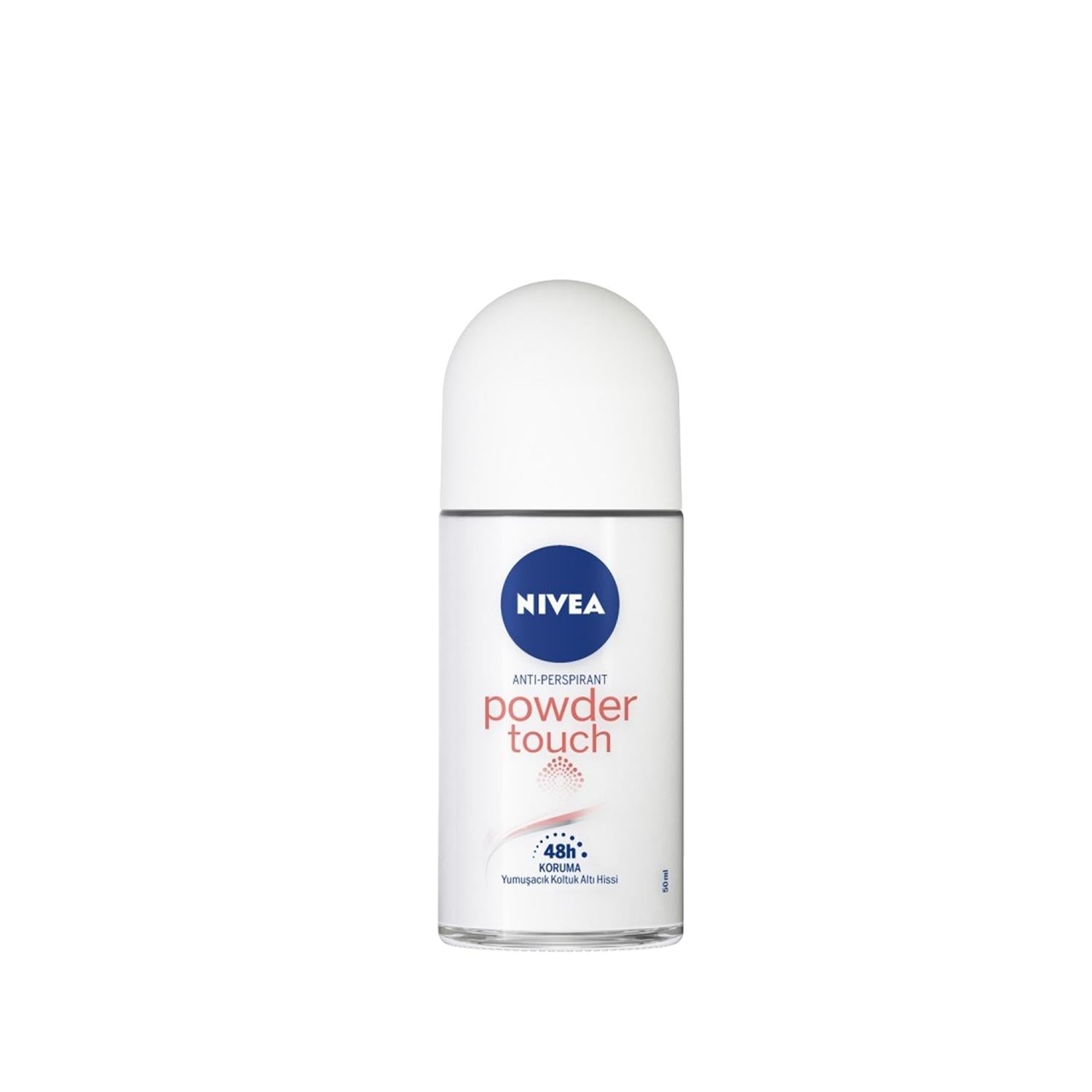 Nivea Powder Touch 48h Women's Roll-On Deodorant - Long-Lasting Odor Protection, Dry Finish, 1.69 fl oz - Glamourous Grace