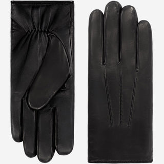 Aldo (black) - Italian lambskin leather gloves with lambswool lining & touchscreen feature - Glamourous Grace