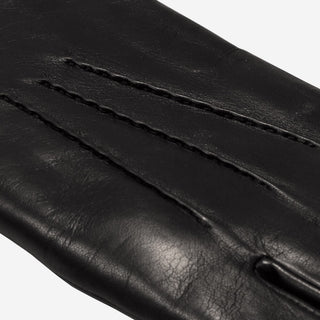 Aldo (black) - Italian lambskin leather gloves with lambswool lining & touchscreen feature - Glamourous Grace