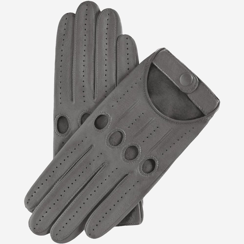 Alessa (grey) - Classic Italian lambskin leather driving gloves - Glamourous Grace