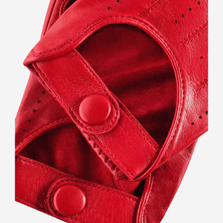 Alessa (red) - Classic Italian lambskin leather driving gloves - Glamourous Grace