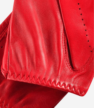 Alessa (red) - Classic Italian lambskin leather driving gloves - Glamourous Grace