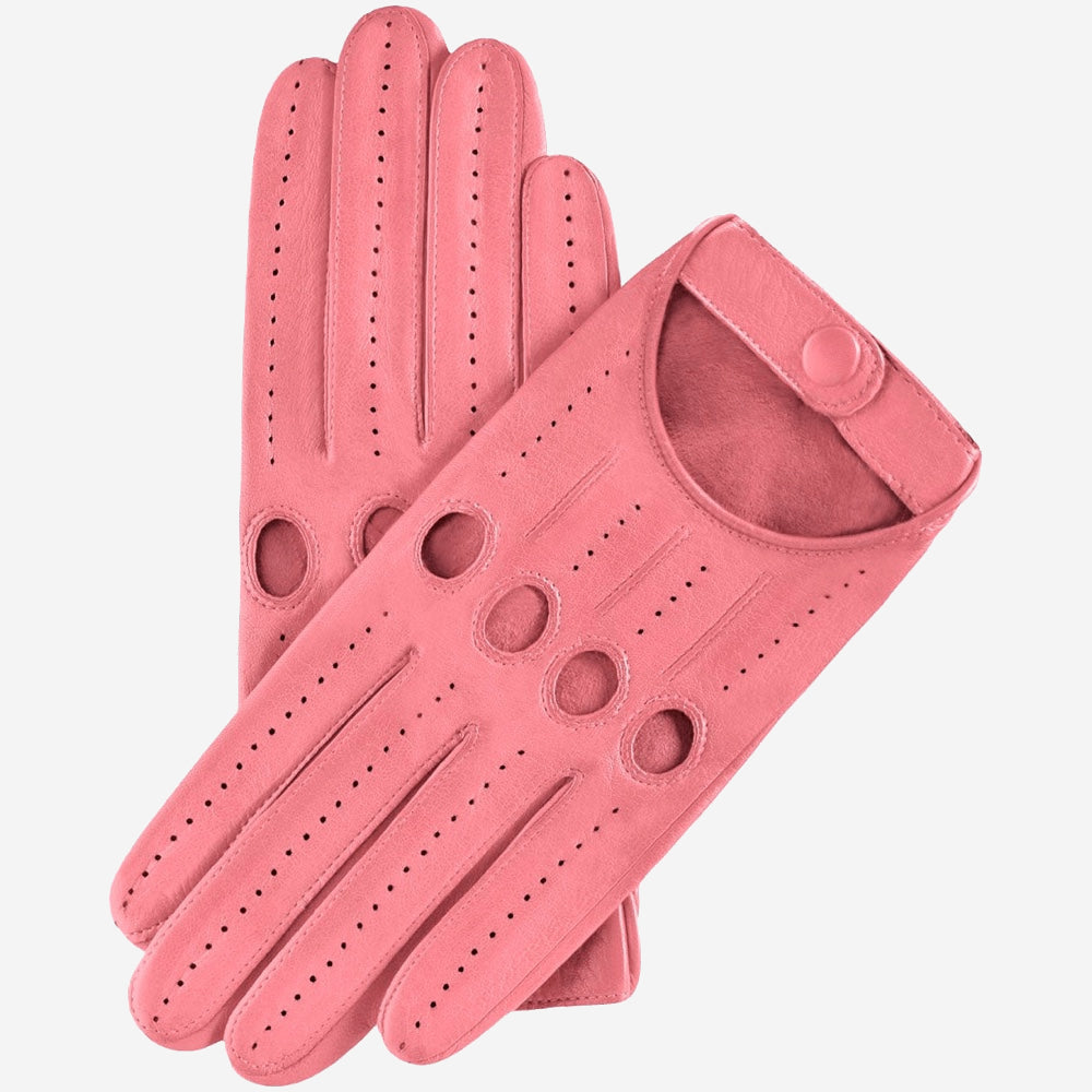 Alessa (pink) - Classic Italian lambskin leather driving gloves - Glamourous Grace