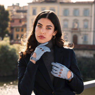 Alessa (sky) - Classic Italian lambskin leather driving gloves - Glamourous Grace