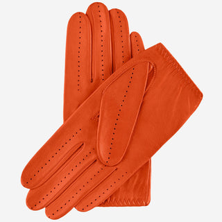 Alessa (orange) - Classic Italian lambskin leather driving gloves - Glamourous Grace