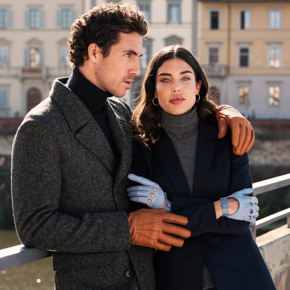 Alessa (sky) - Classic Italian lambskin leather driving gloves - Glamourous Grace
