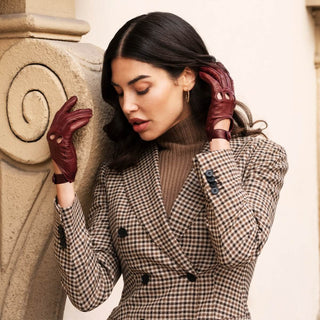 Alessa (cordovan) - Classic Italian lambskin leather driving gloves - Glamourous Grace