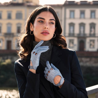 Alessa (sky) - Classic Italian lambskin leather driving gloves - Glamourous Grace