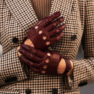 Alessa (cordovan) - Classic Italian lambskin leather driving gloves - Glamourous Grace