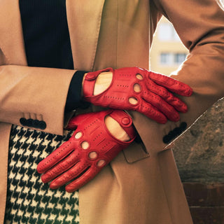 Alessa (red) - Classic Italian lambskin leather driving gloves - Glamourous Grace