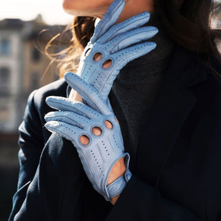Alessa (sky) - Classic Italian lambskin leather driving gloves - Glamourous Grace