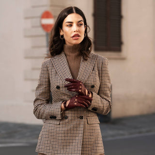Alessa (cordovan) - Classic Italian lambskin leather driving gloves - Glamourous Grace