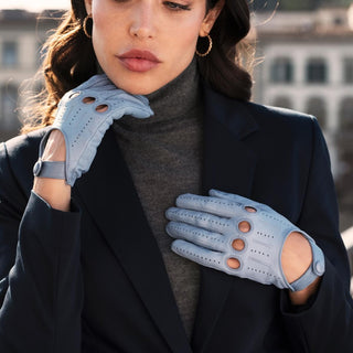 Alessa (sky) - Classic Italian lambskin leather driving gloves - Glamourous Grace