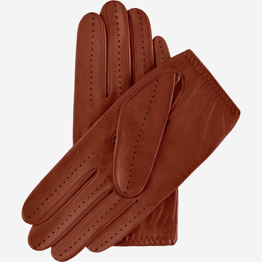 Alessa (cognac) - Classic Italian lambskin leather driving gloves - Glamourous Grace