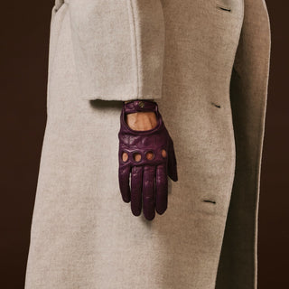 Alessa (berry) - Classic Italian lambskin leather driving gloves - Glamourous Grace
