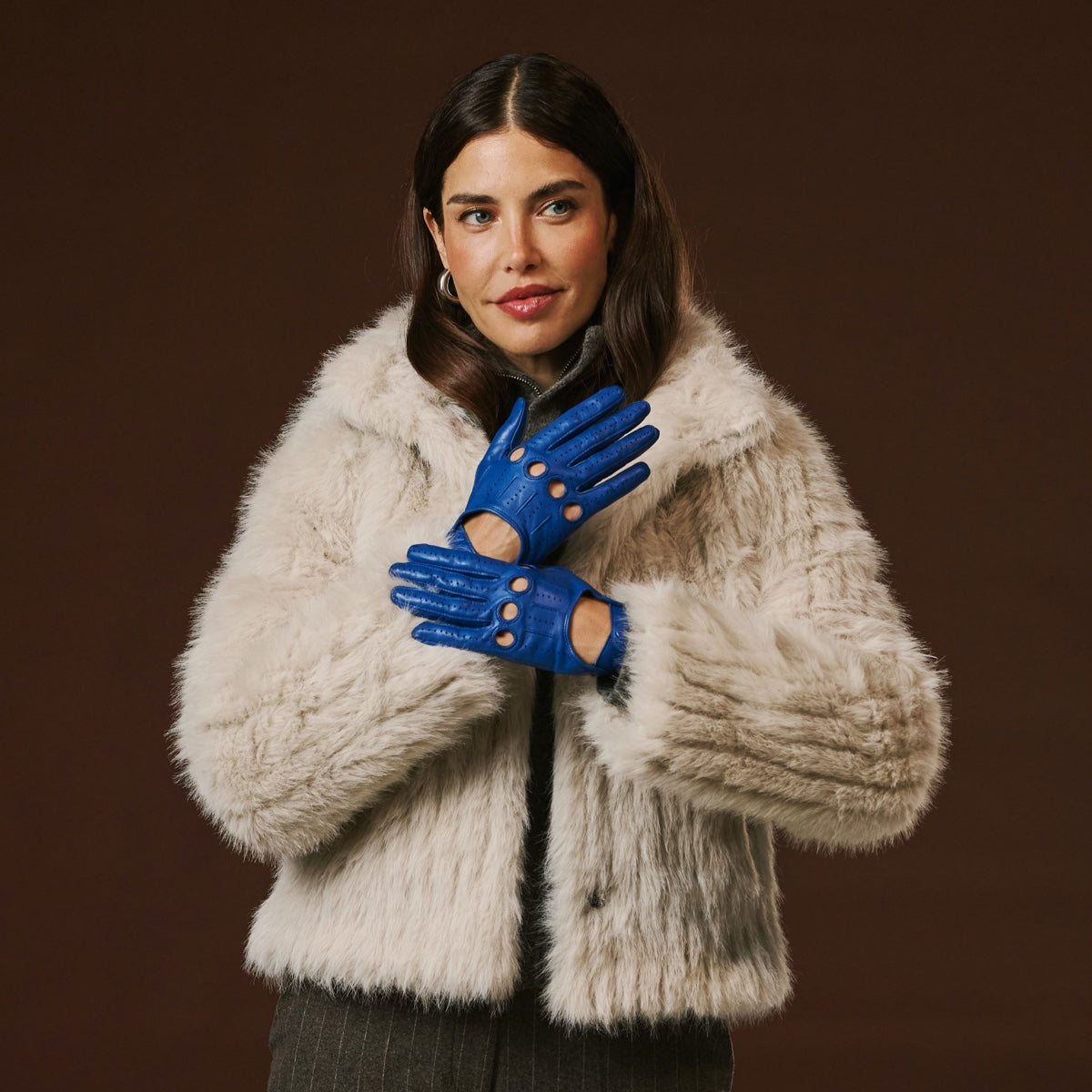 Alessa (blue) - Classic Italian lambskin leather driving gloves - Glamourous Grace