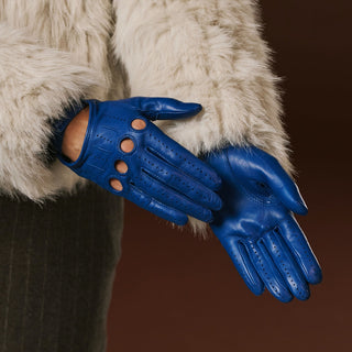 Alessa (blue) - Classic Italian lambskin leather driving gloves - Glamourous Grace