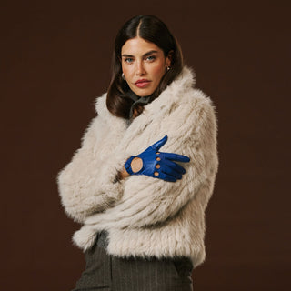 Alessa (blue) - Classic Italian lambskin leather driving gloves - Glamourous Grace