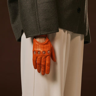 Alessa (orange) - Classic Italian lambskin leather driving gloves - Glamourous Grace