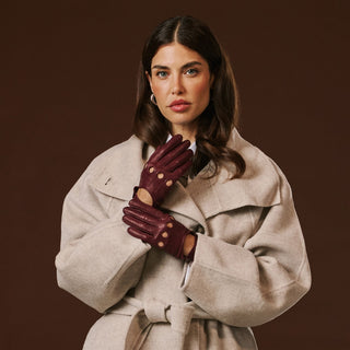 Alessa (oxblood) - Classic Italian lambskin leather driving gloves - Glamourous Grace