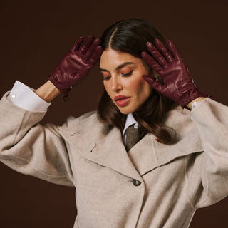 Alessa (oxblood) - Classic Italian lambskin leather driving gloves - Glamourous Grace