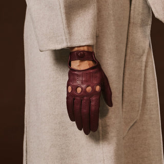 Alessa (oxblood) - Classic Italian lambskin leather driving gloves - Glamourous Grace