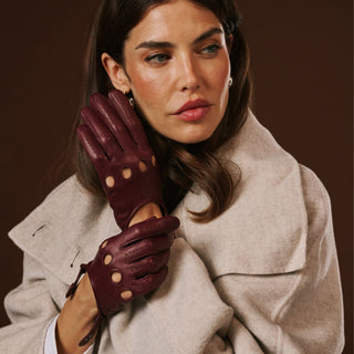 Alessa (oxblood) - Classic Italian lambskin leather driving gloves - Glamourous Grace