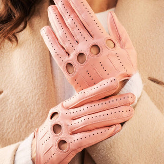 Alessa (pink) - Classic Italian lambskin leather driving gloves - Glamourous Grace