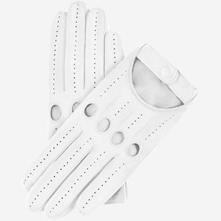 Alessa (white) - Classic Italian lambskin leather driving gloves - Glamourous Grace