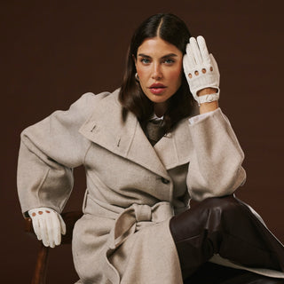 Alessa (white) - Classic Italian lambskin leather driving gloves - Glamourous Grace